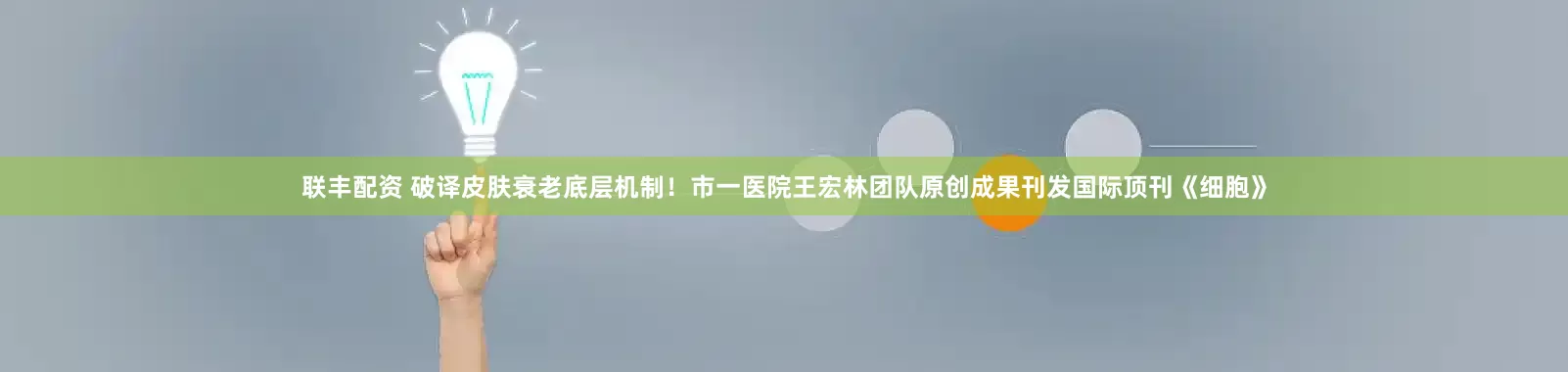 联丰配资 破译皮肤衰老底层机制！市一医院王宏林团队原创成果刊发国际顶刊《细胞》